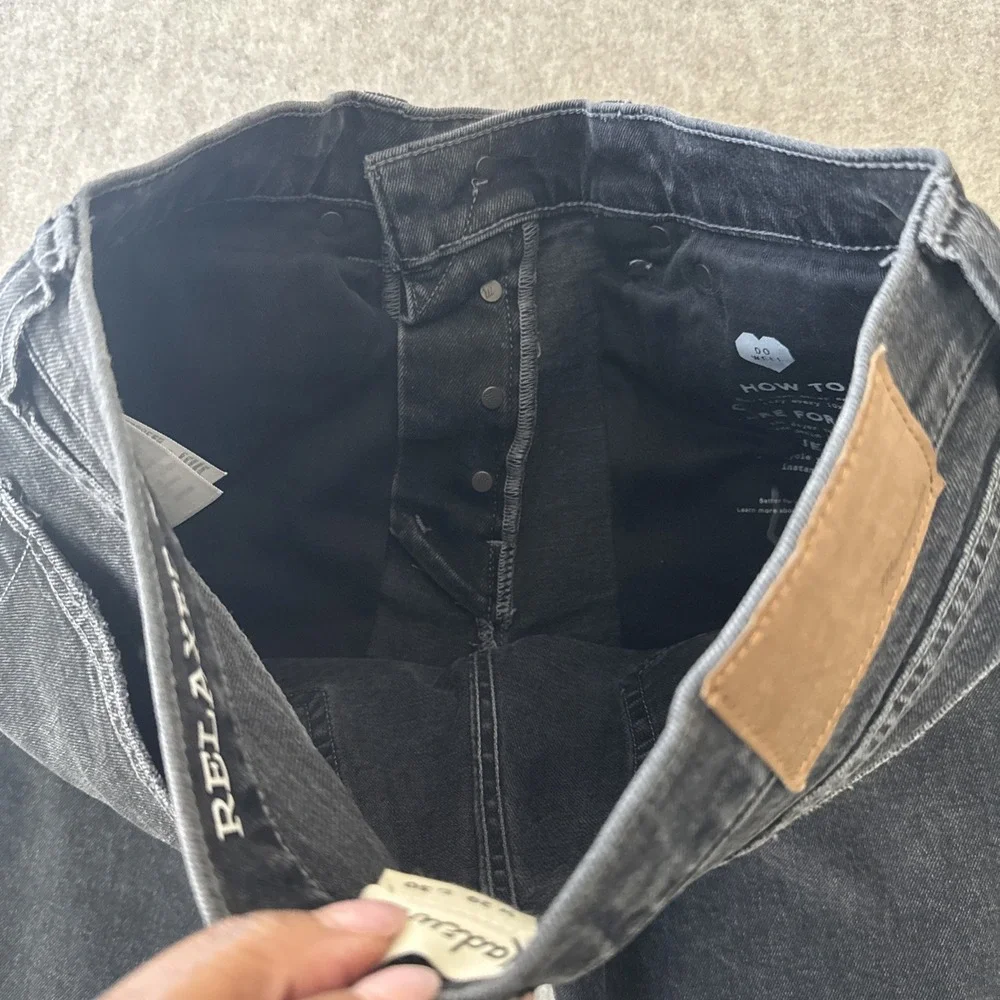 Madewell Jeans Relaxed Taper Mens 29x30 Charcoal Wash Button Fly